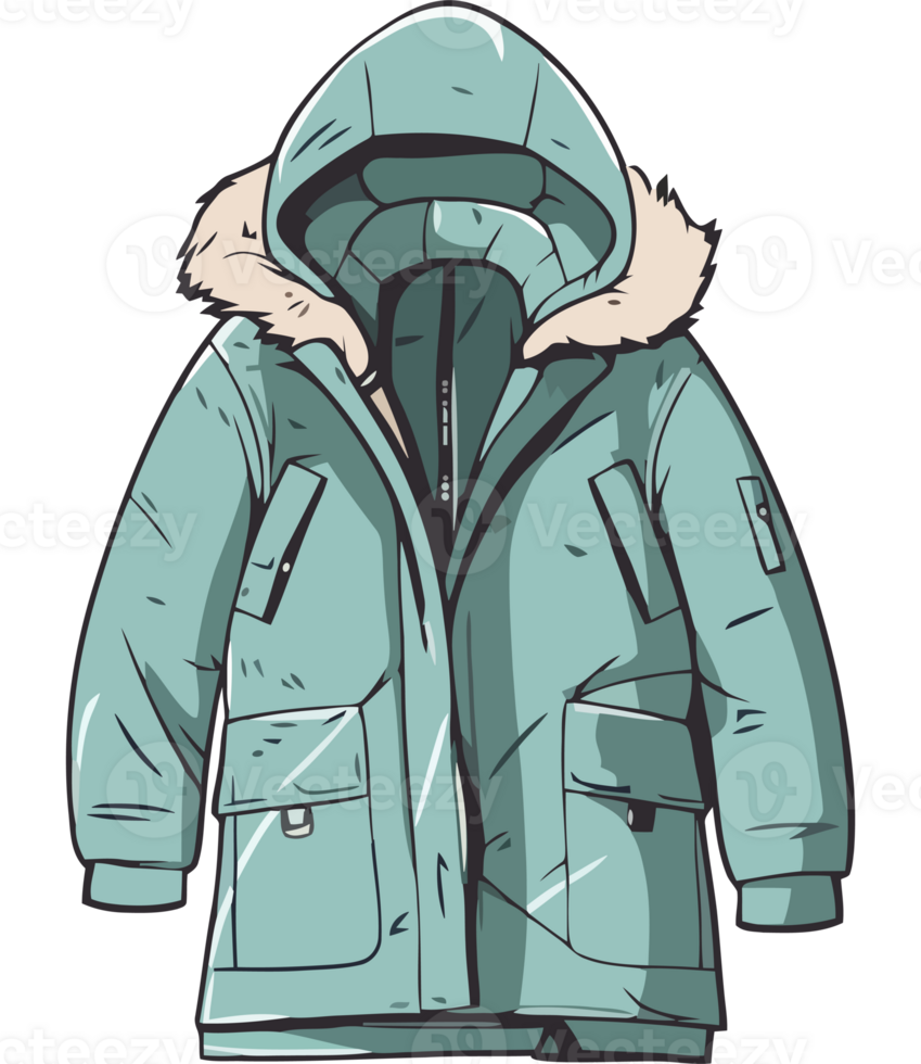ett illustration av en grön parkas med en huva png