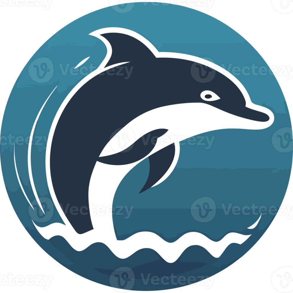 delfin logotyp med blå bakgrund png
