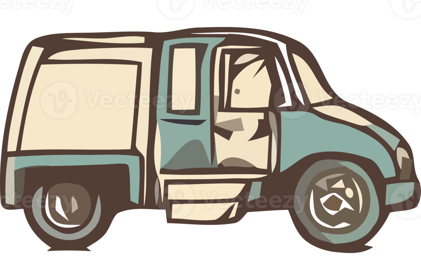 A cartoon van with a door open png