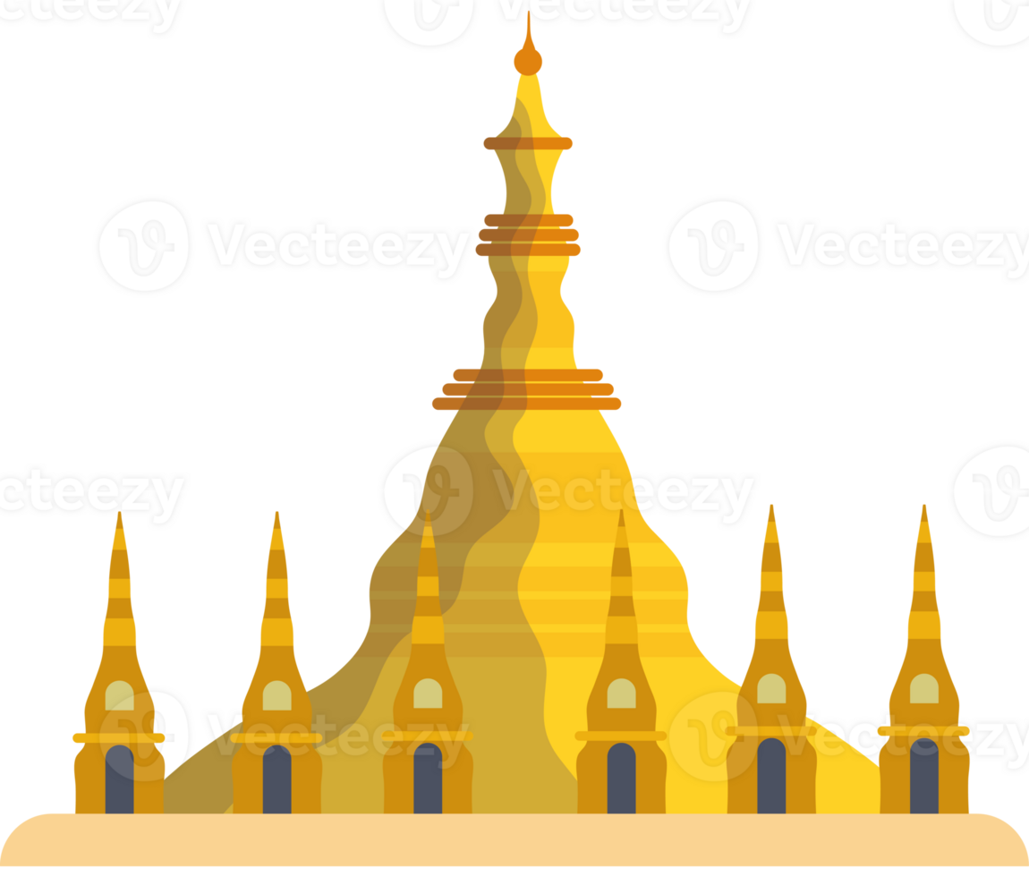 A golden pagoda with spires on top png