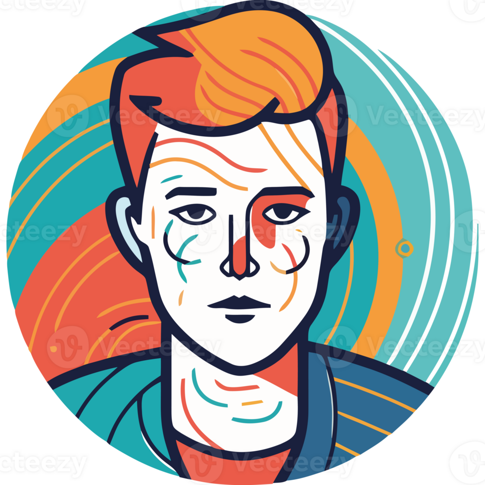 A man with a red hair and orange face in a circle png