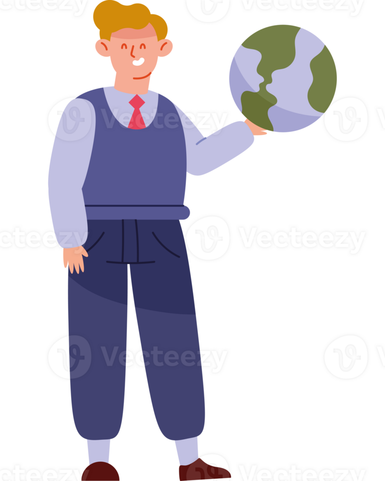 A man holding a globe in his hand png