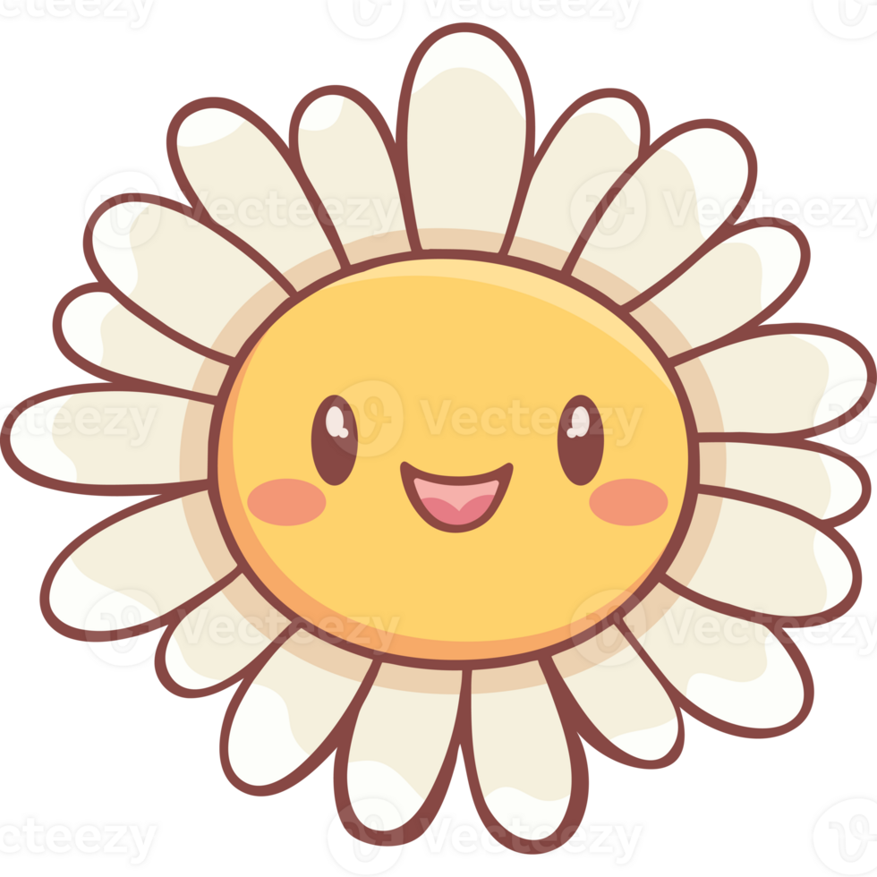 A cartoon flower with a smile on its face png