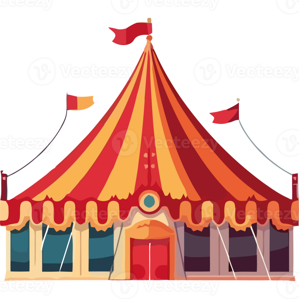 A circus tent with red and orange stripes png