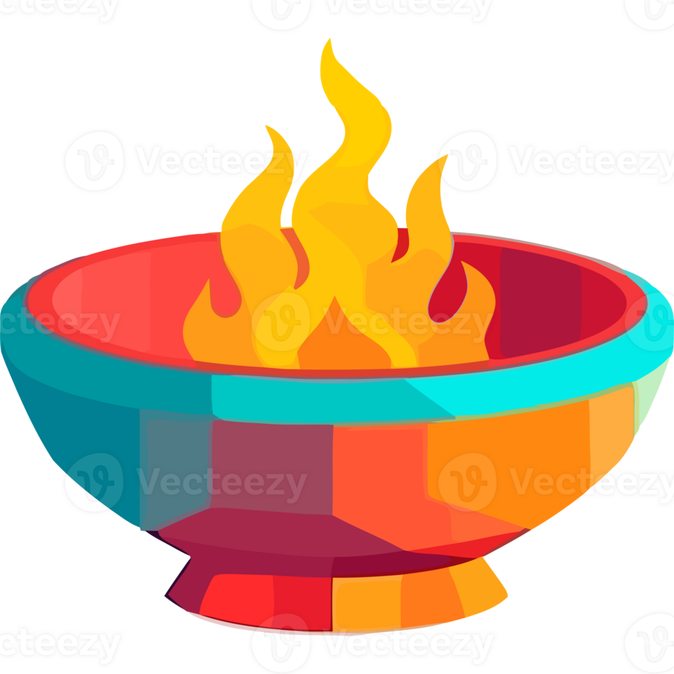 A colorful bowl with fire in it png