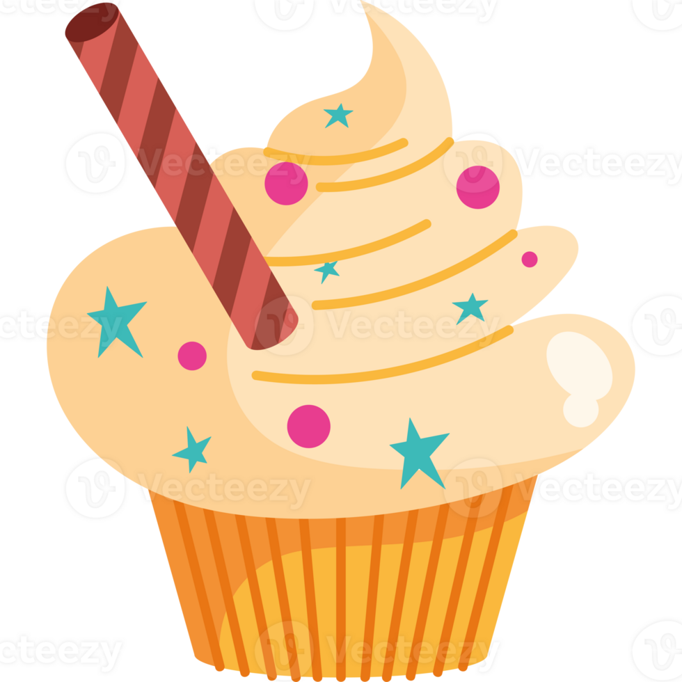 A cupcake with a straw and sprinkles png