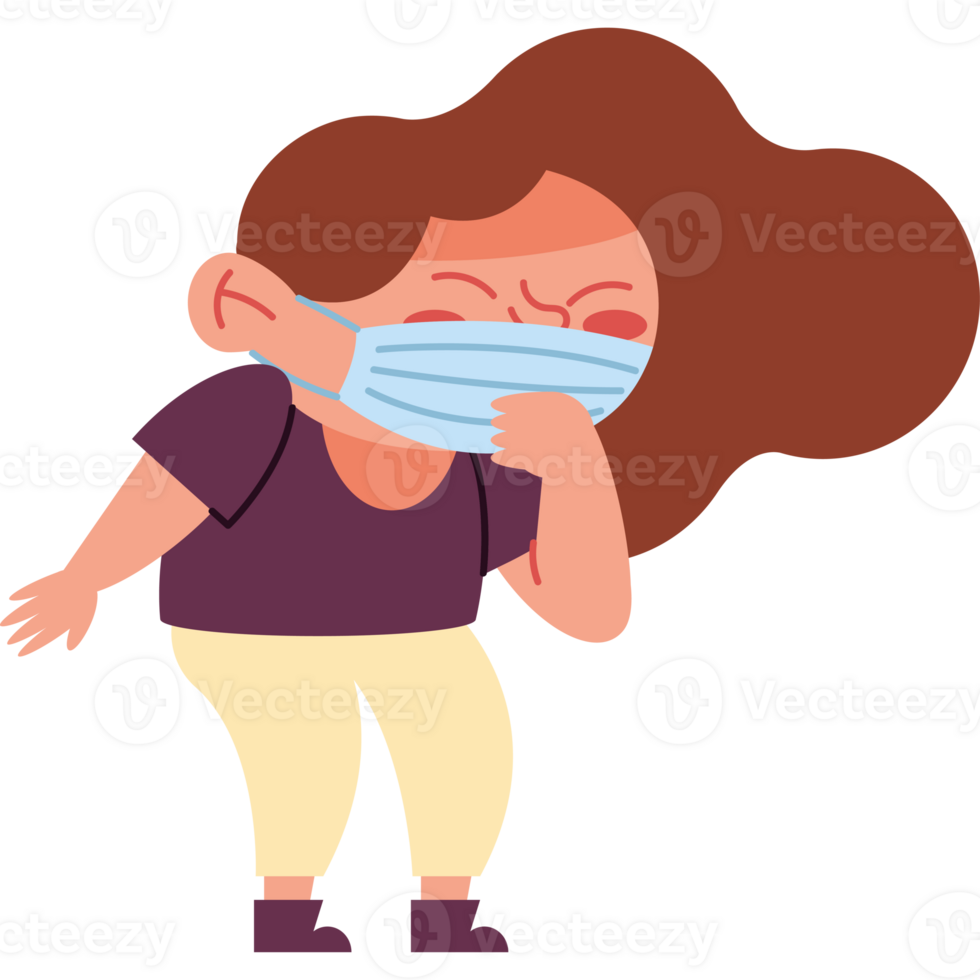 Illustration of a woman wearing a mask png