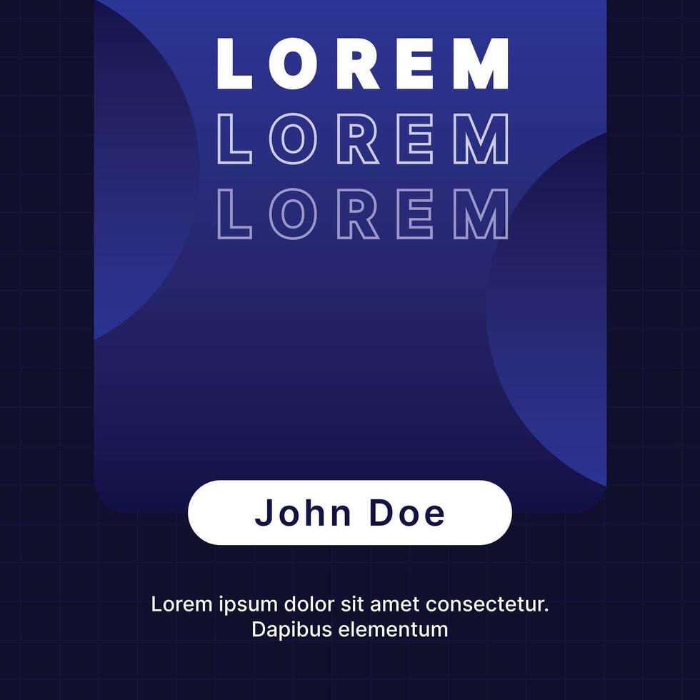 a business card with a blue background and a white text vector