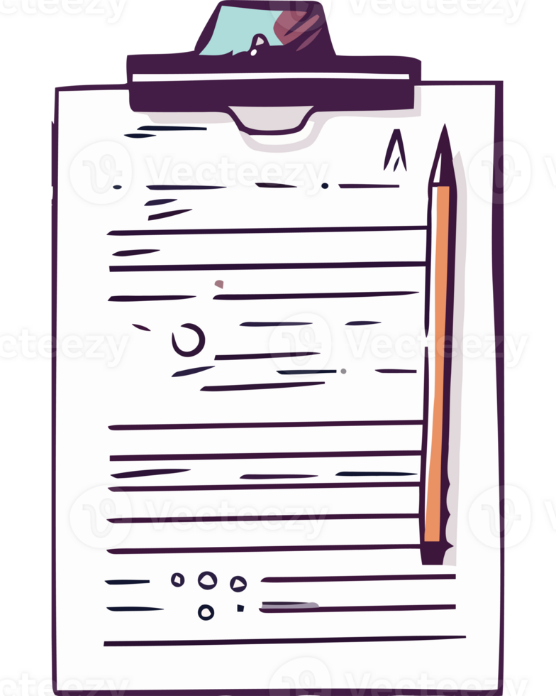 Clipboard with pen and paper on it png