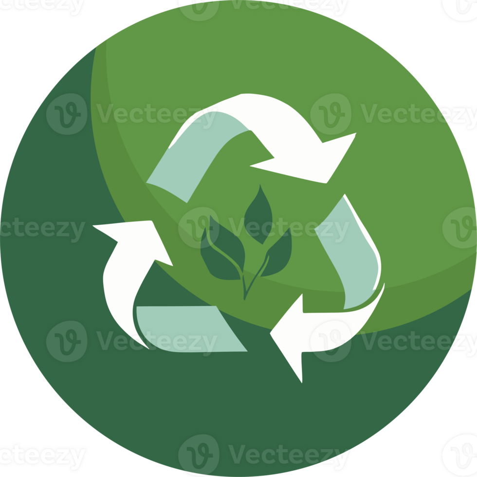 A green circular icon with a recycling symbol png
