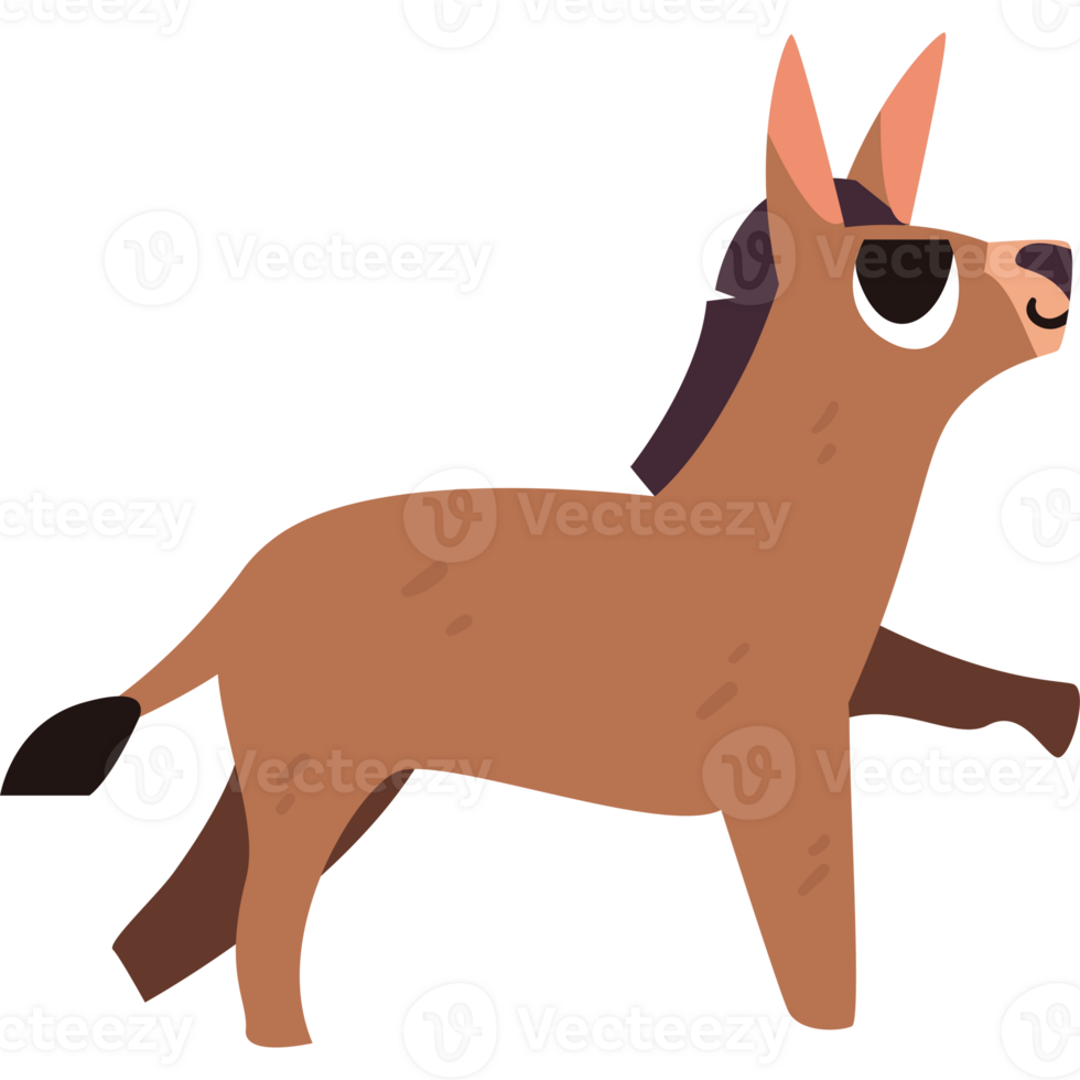 A cartoon donkey with a big head and a big nose png