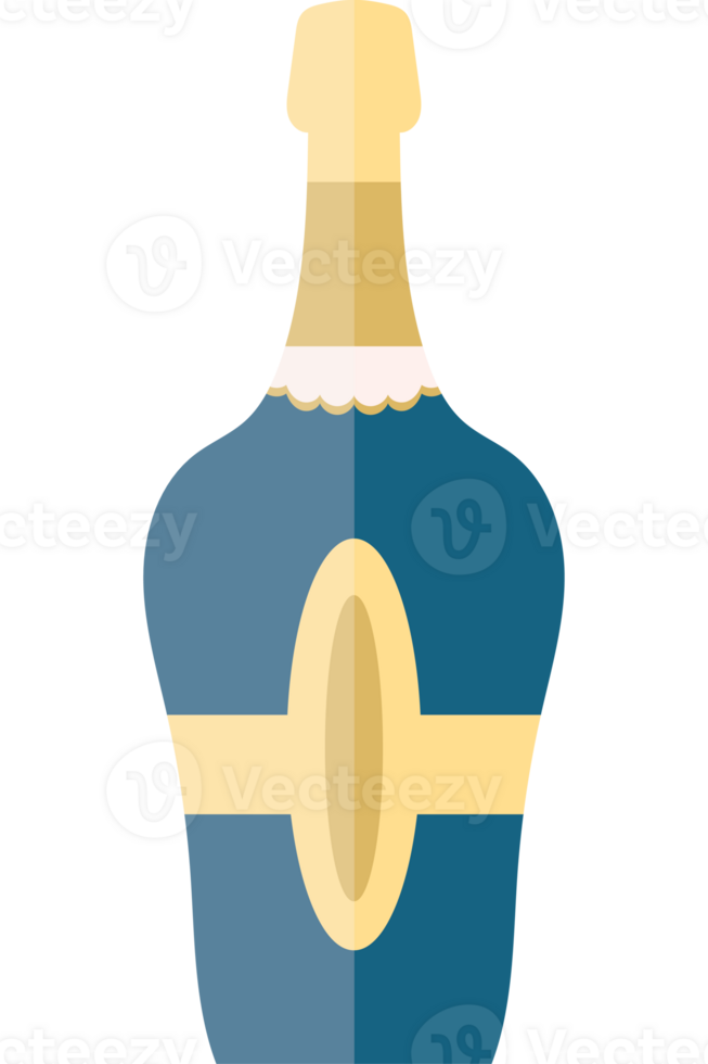 A bottle of champagne with a gold trim png