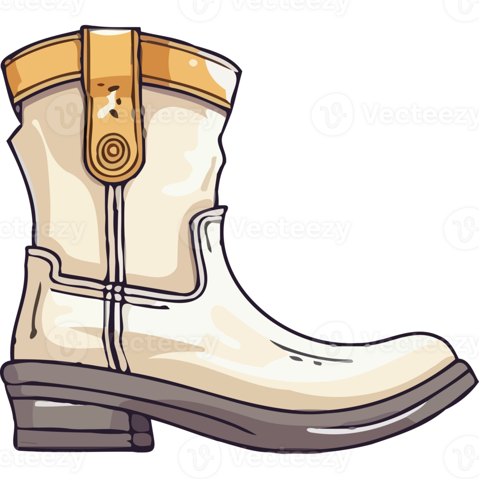 A cartoon white boot with a yellow trim png