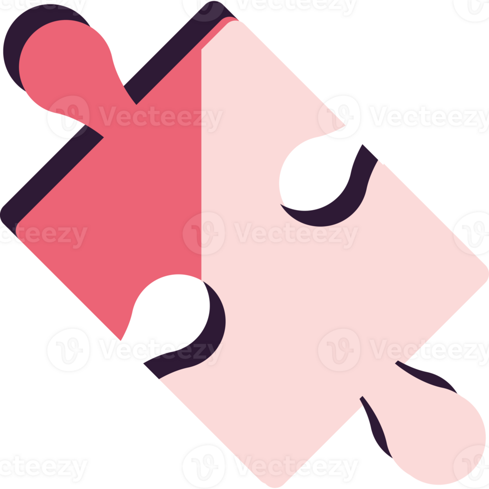 A pink puzzle piece with two pieces missing png