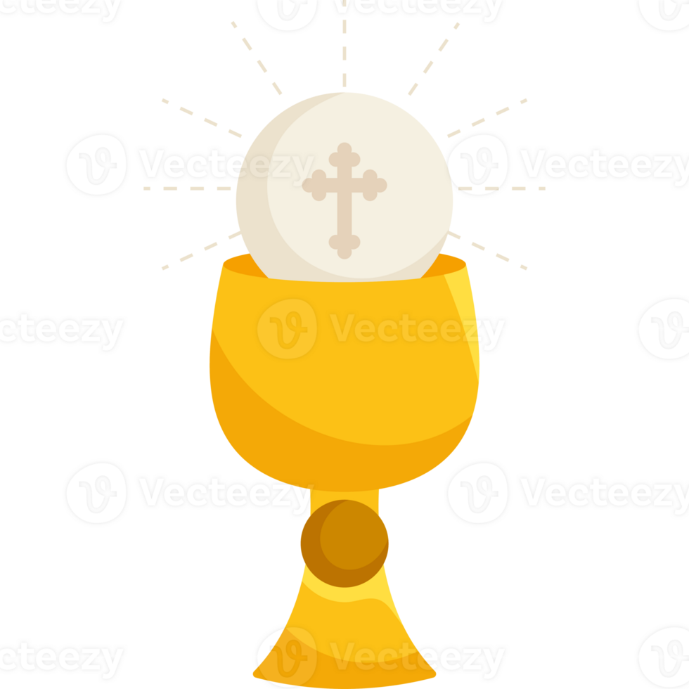 A golden chalice with a cross on top png