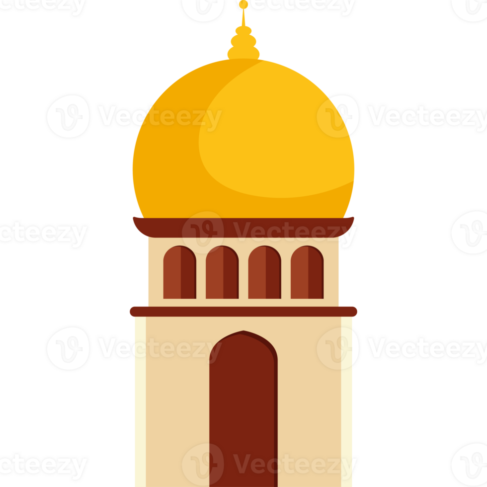 A mosque with a dome and a gold dome png