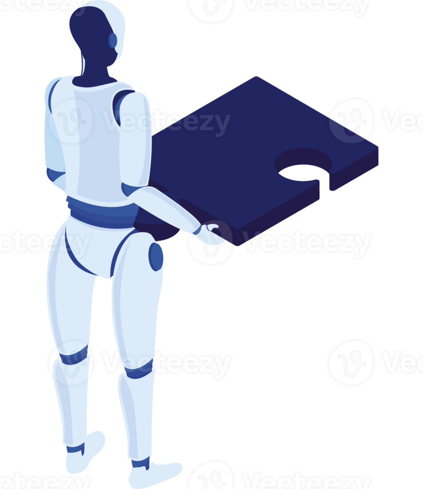 A robot carrying a piece of puzzle png