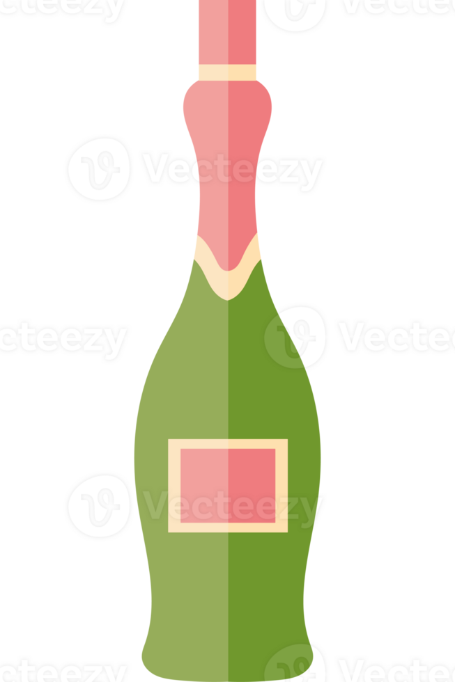 A bottle of champagne with a pink label png