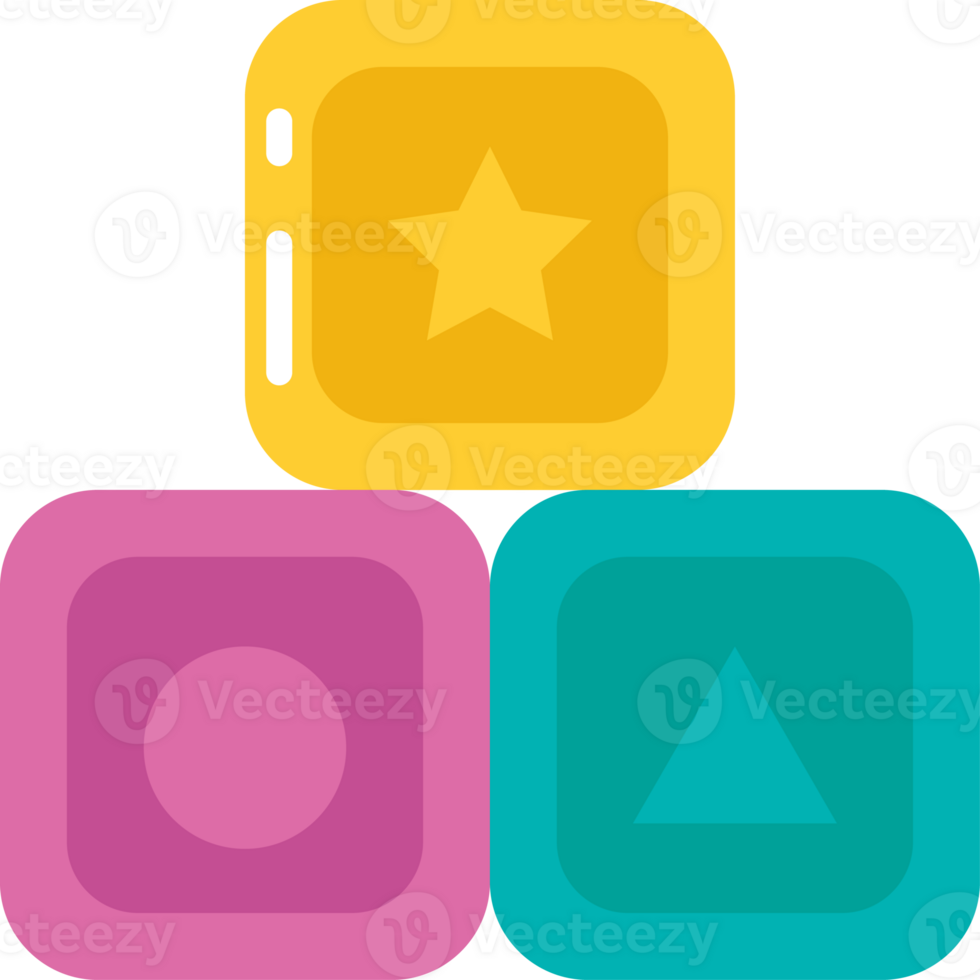A colorful stack of blocks with a star and a triangle png