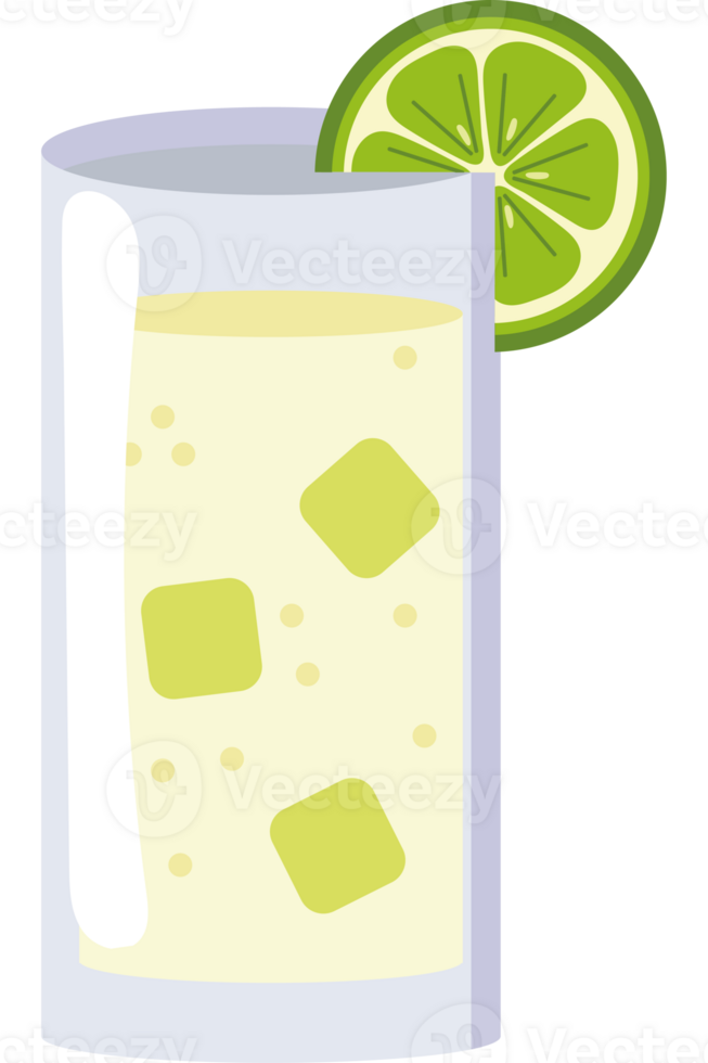 A glass of lemonade with lime slice png