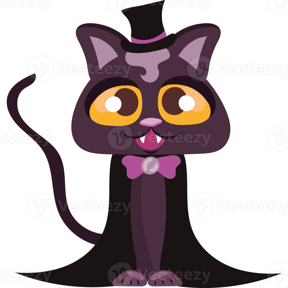 A cartoon cat dressed as a vampire png