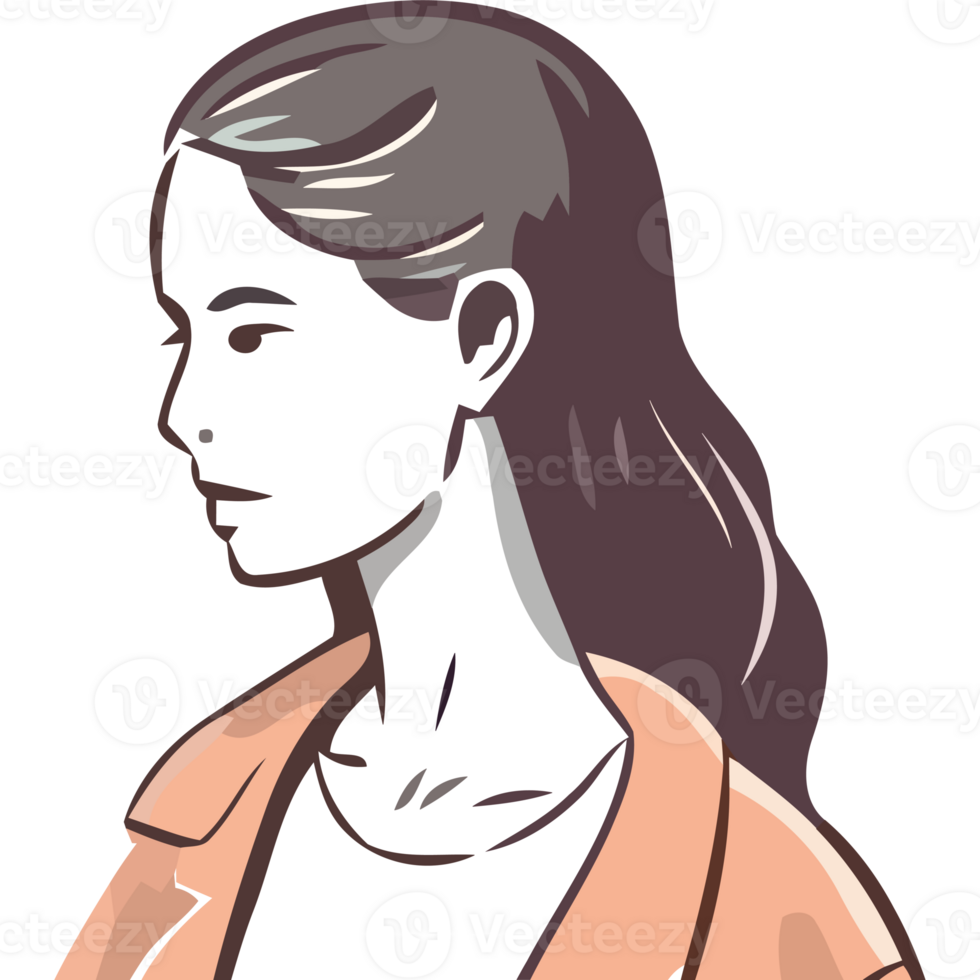 A woman in a jacket with long hair png
