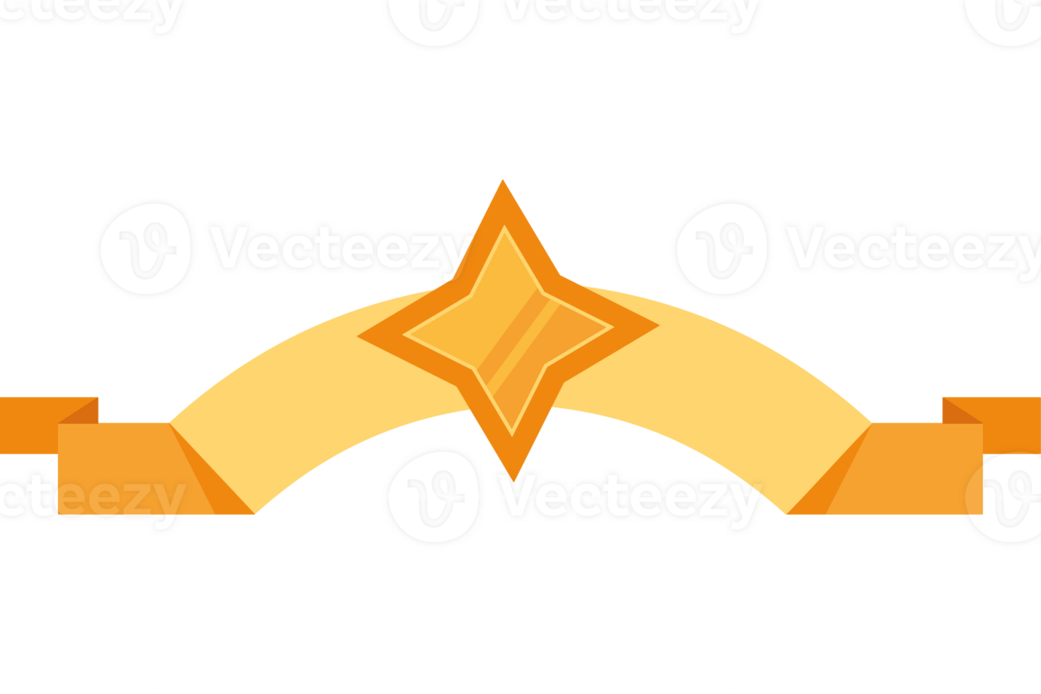 A yellow star with a ribbon around it png