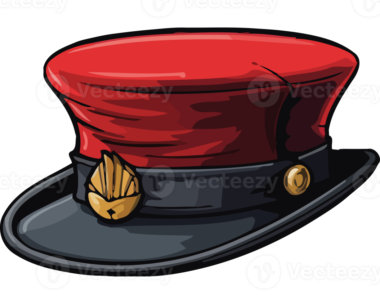 A red hat with a gold badge on it png