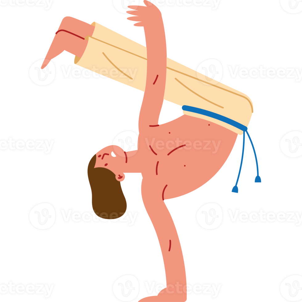 A man doing a handstand on his back png