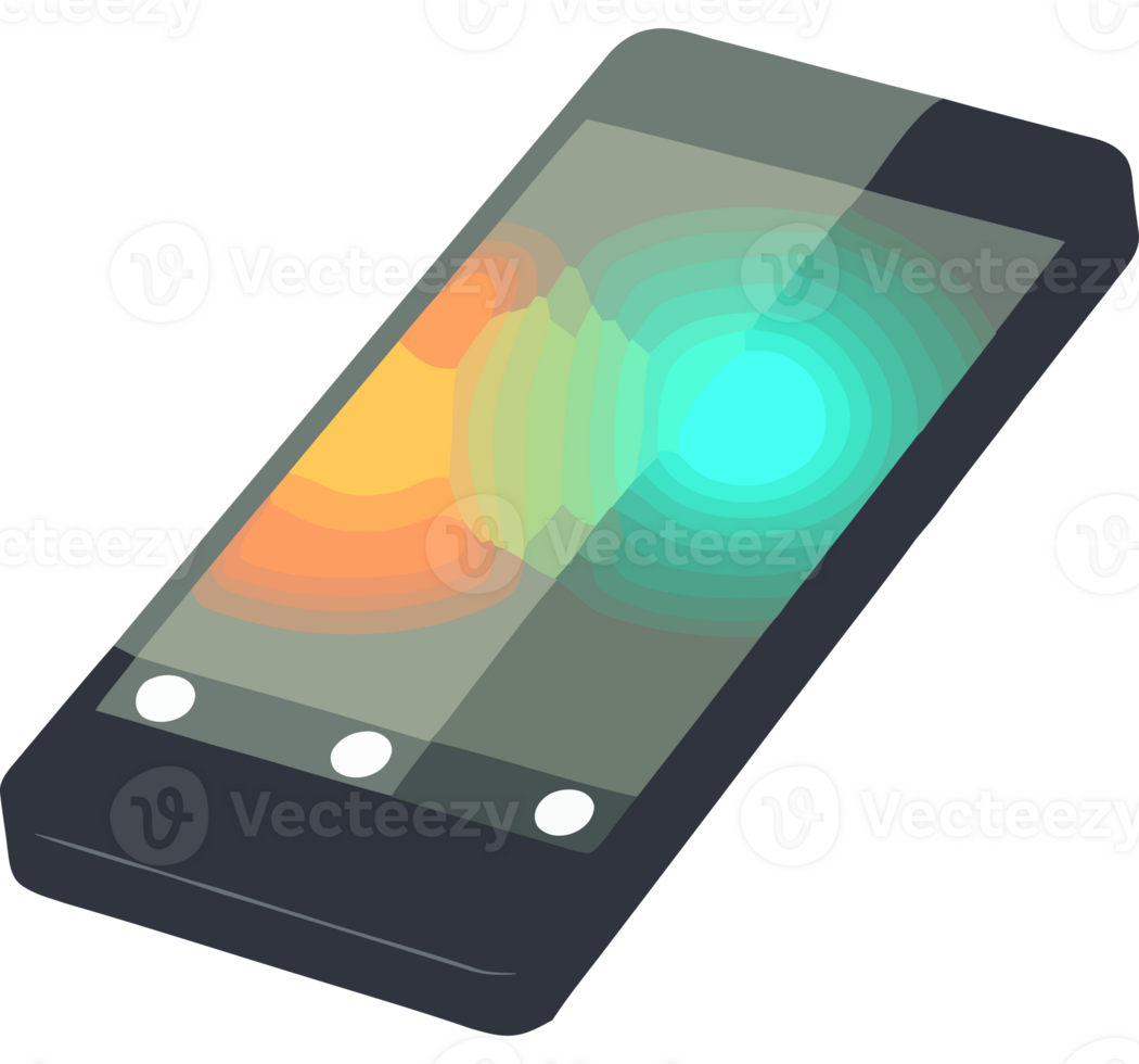 A smartphone with a colorful light on the screen png