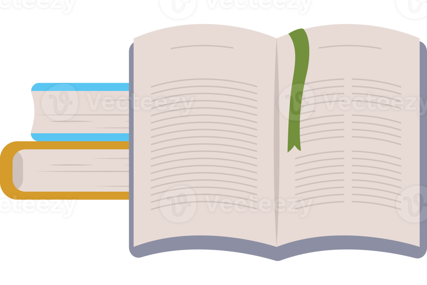 An open book with a green ribbon on top png