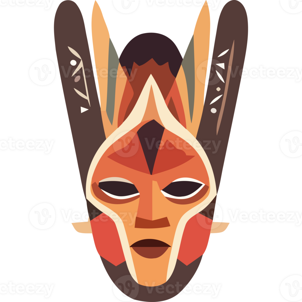An illustration of a mask with a tribal design png
