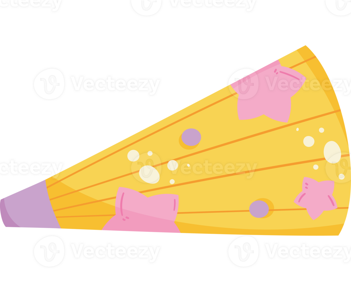 A yellow cone with pink stars on it png