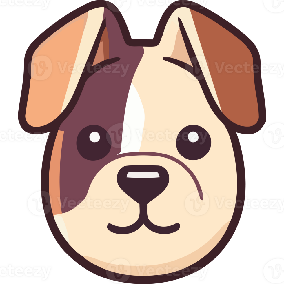 A cartoon dog's head with a brown and white face png