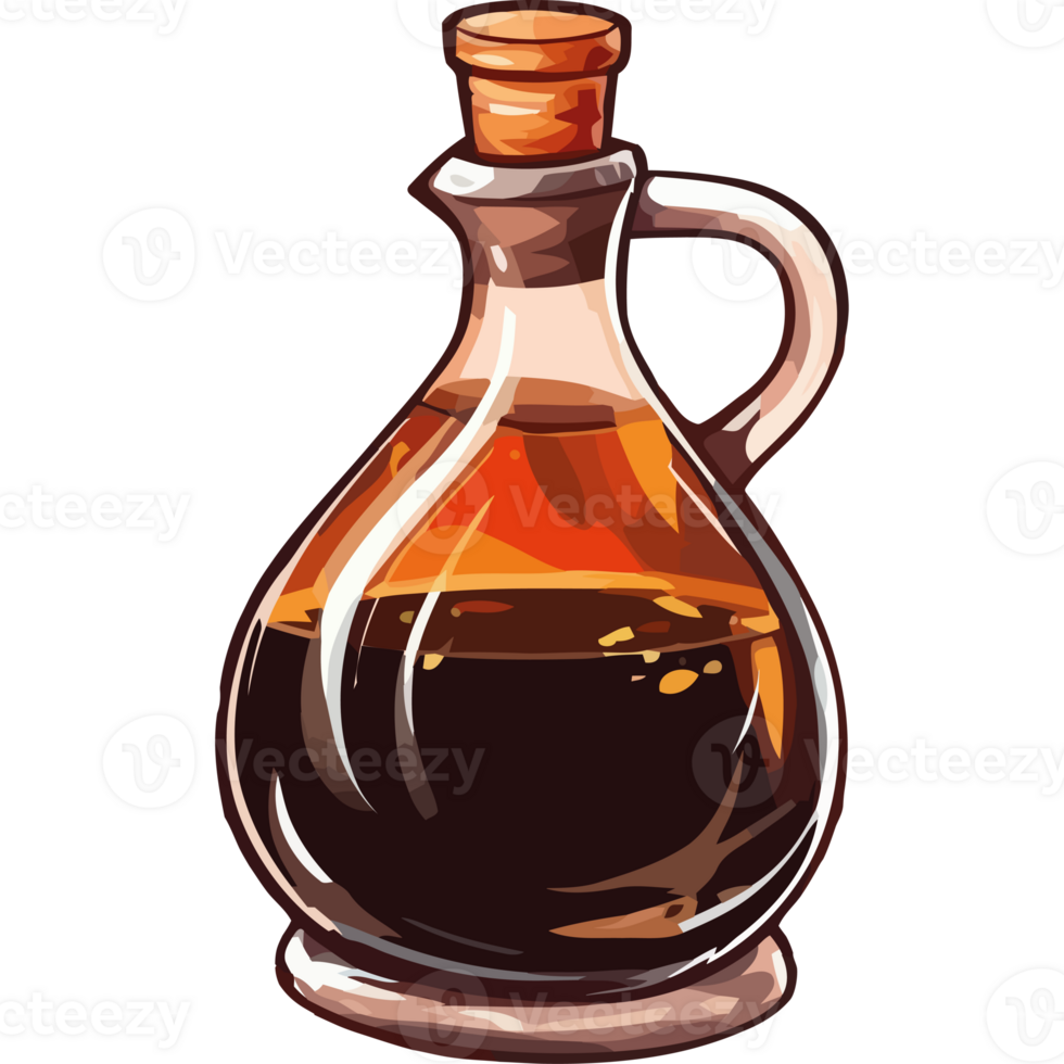 A bottle of syrup with a wooden handle png