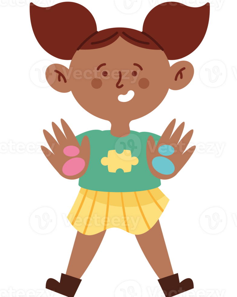A girl with her hands up and a smile png