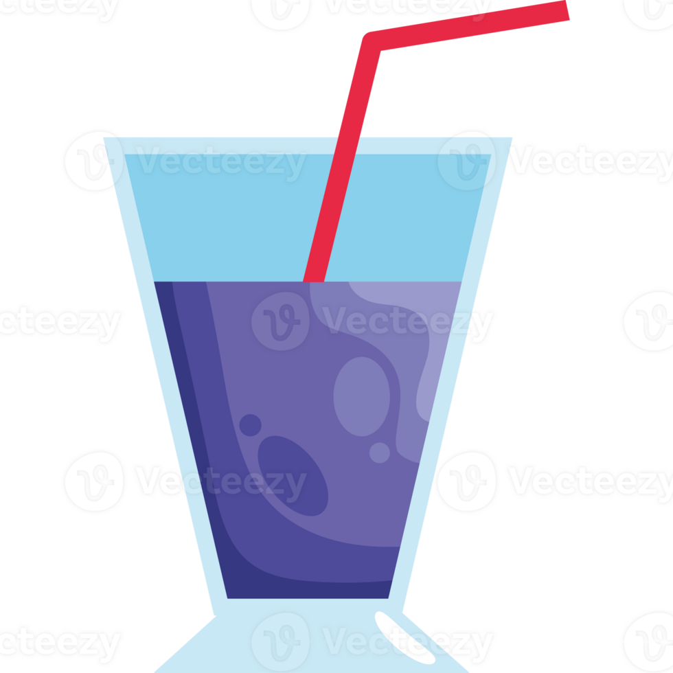 A glass of blue drink with a straw png