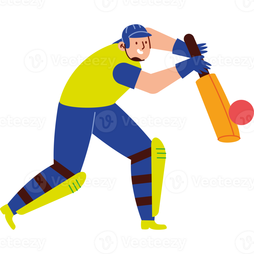 Cricket player with bat and ball png