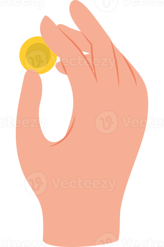 A hand holding a coin in the palm png