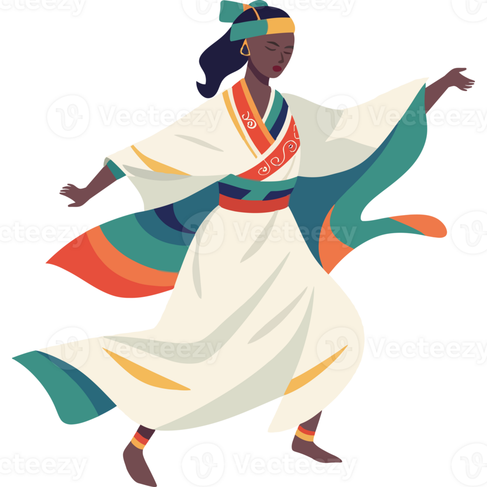 An illustration of a woman in a traditional dress png