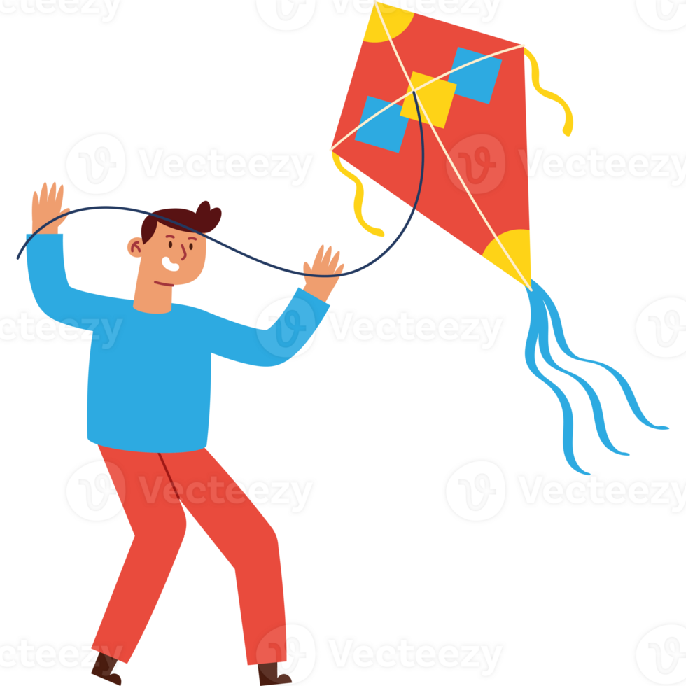 A man is flying a kite with a string png