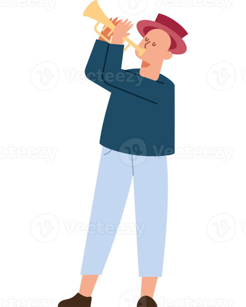Man playing trumpet cartoon illustration png