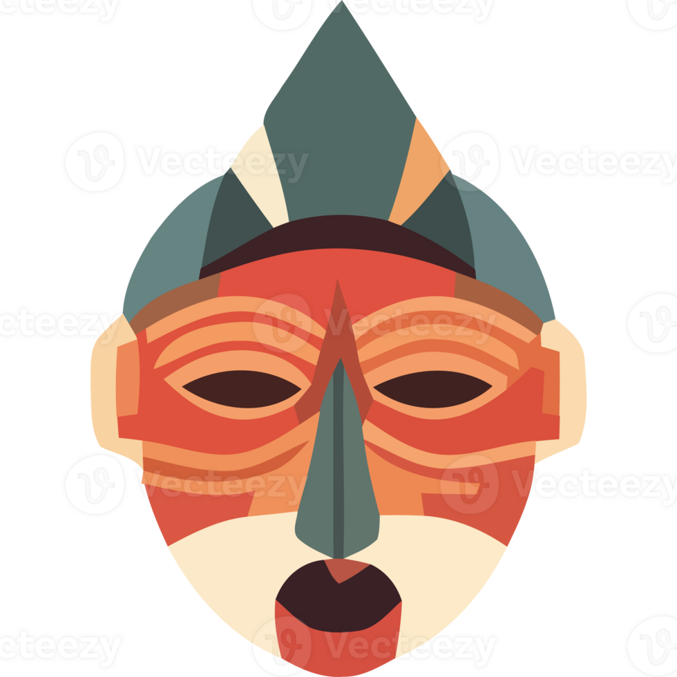 A tribal mask with a face and a hat png