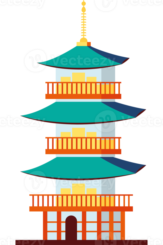 A pagoda with a roof and a tower png