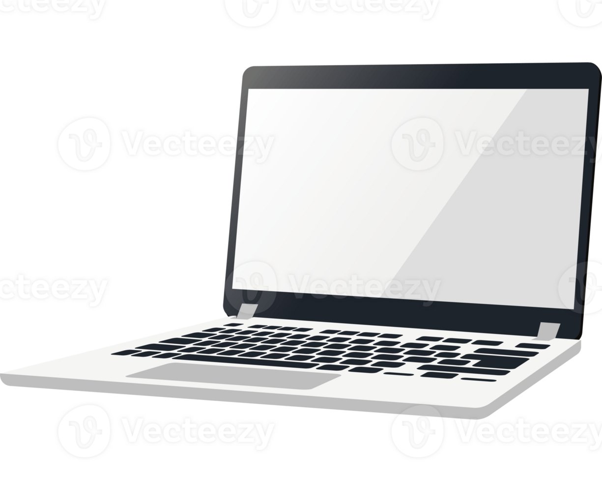 A laptop computer with a white screen png