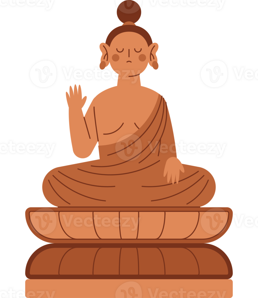 Buddha sitting on a stone with hands up png