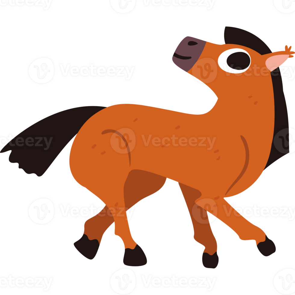 ein Karikatur Pferd mit ein schwarz Nase und braun Augen png