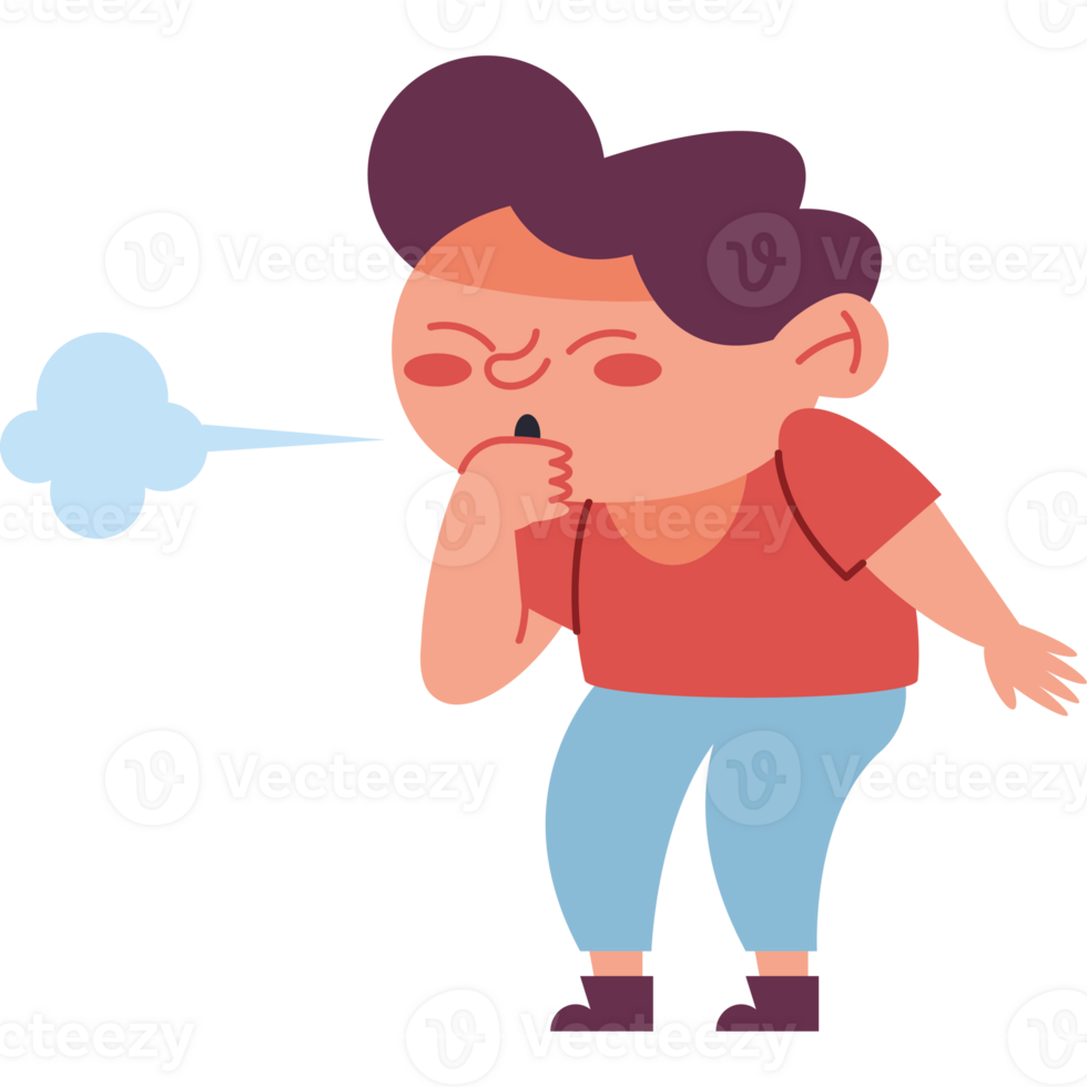 A cartoon man blowing his nose png