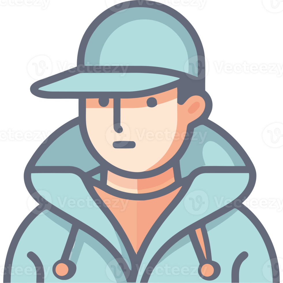 A man in a hoodie and cap png