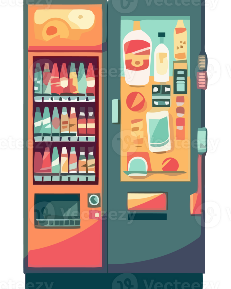 Vending machine with drinks and food png